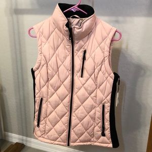 Calvin Klein Quilted Vest. Pale Pink with Black.  Brand New!